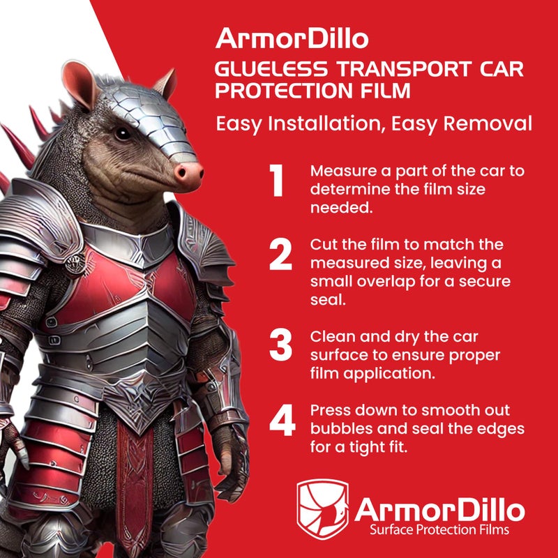 ArmorDillo Adhesive-Less Glue-Less Car Protection Film and Transport Film. Guaranteed NO Residue. 6 mos. UVI, 5-Layer Polyolefin Blend (36" x 200') - Image 5